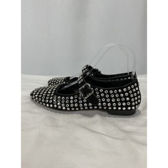 Sam Edelman 'Michela' Black Crystal Embellished Gem Mary Jane Flats Size 7 - Picture 3 of 5